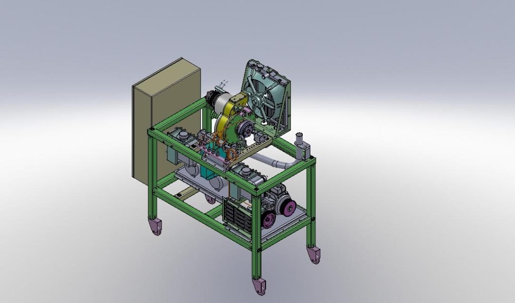 3D model of an engine and test stand